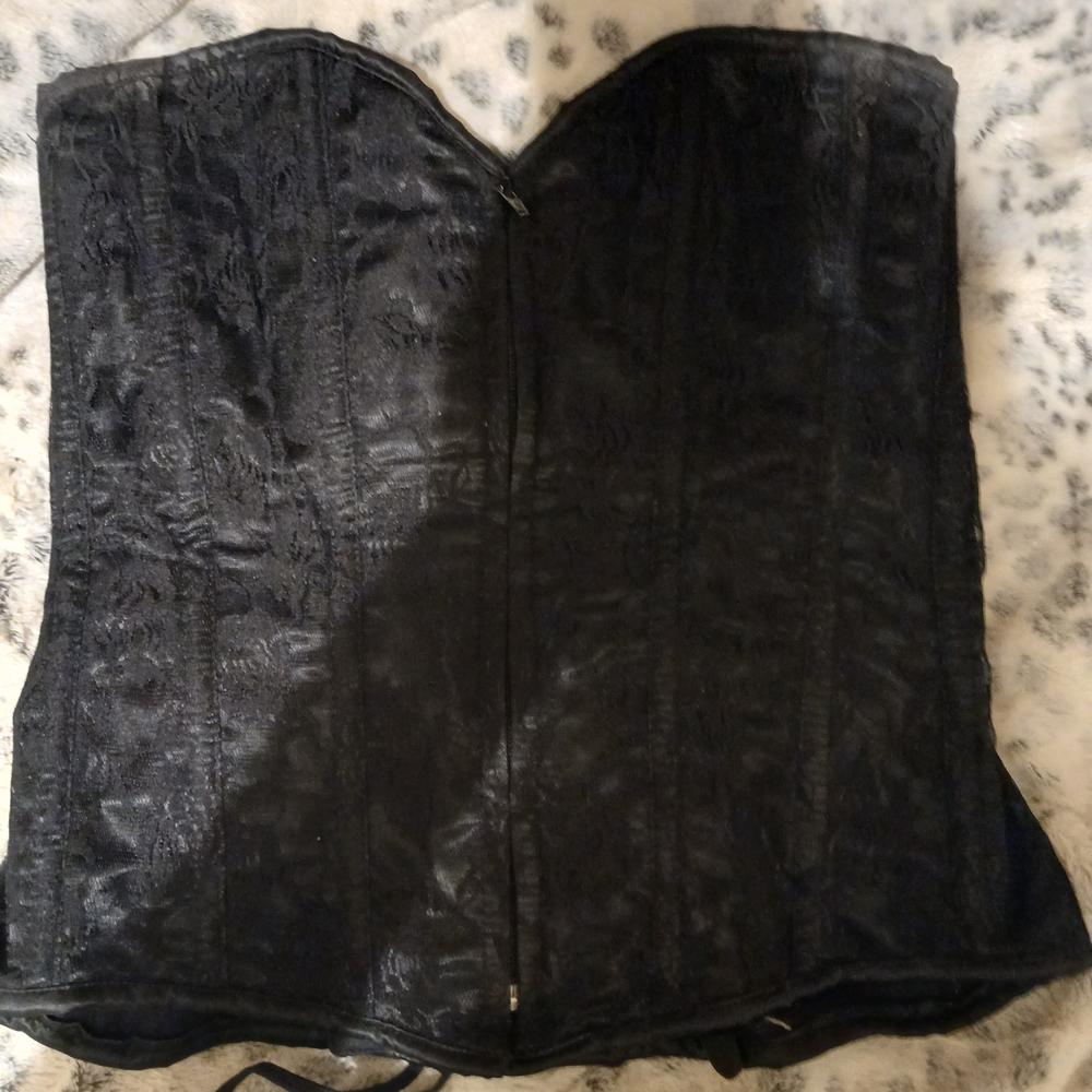 Daisy Corsets Black Strapless Lace-Textured Corset